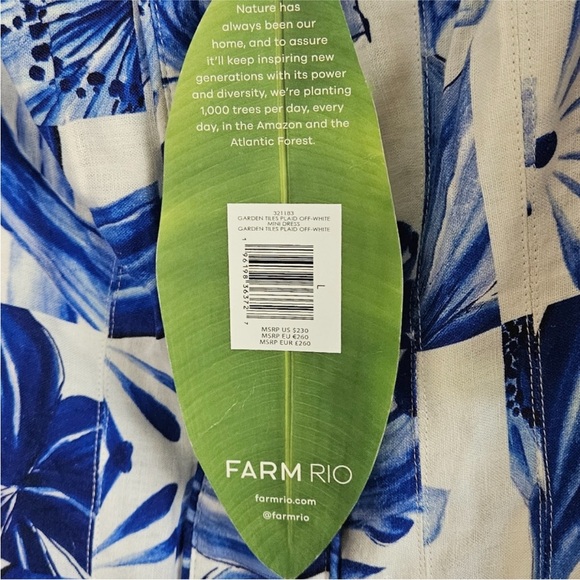 NEW With Tags Farm Rio Garden Tiles Linen Mini Dress - Picture 5 of 10